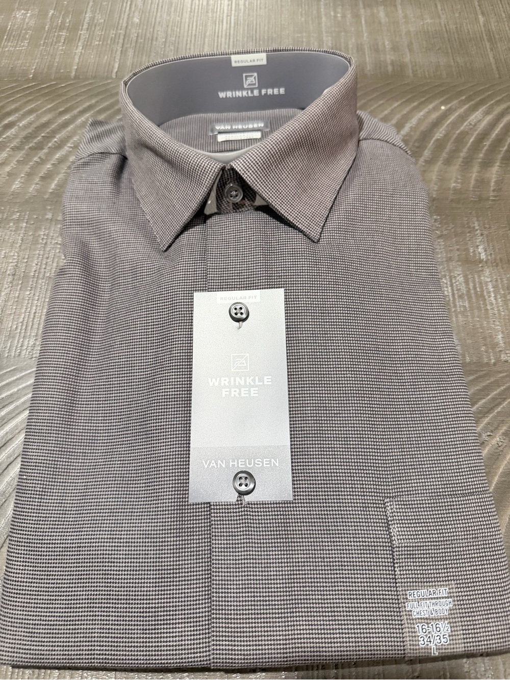 Van Heusen Men's Grey Micro-Pattern Dress Shirt